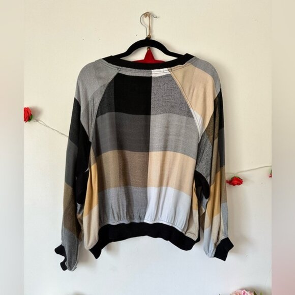 Free People Sugar Cookie Flannel Pullover Colorblock Women's Top L - Picture 4 of 4